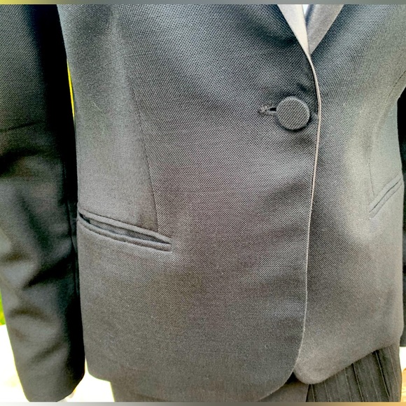 Zara black 100% Wool tuxedo style long blazer shiny black satin collar US Large - Picture 11 of 14